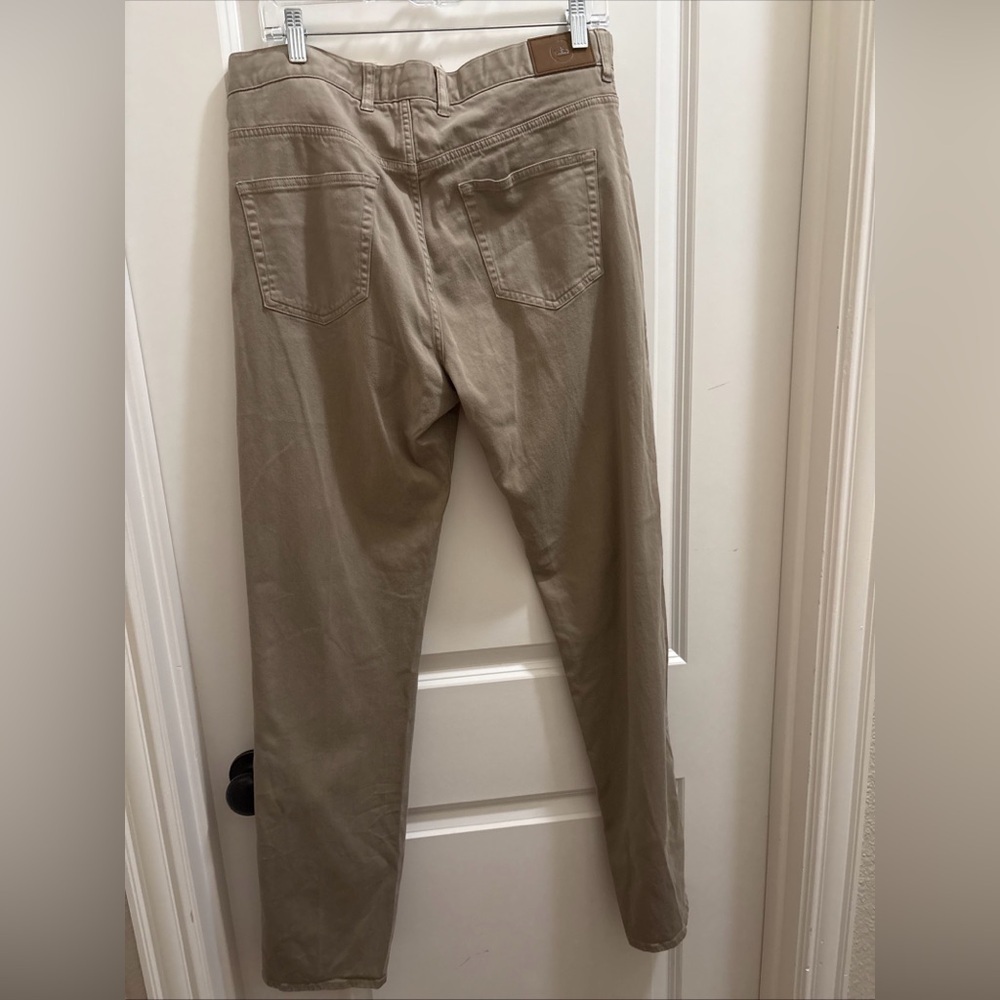 Peter Millar Pants Men's Signature Sateen Five-Pocket Pant Men’s Size 35x33 Tan - Picture 3 of 5